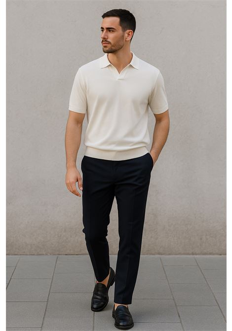 Polo Uomo in Cotone Crepe Color Latte - Design Urban Fit ALPHA STUDIO | Polo | AU-1021B1003
